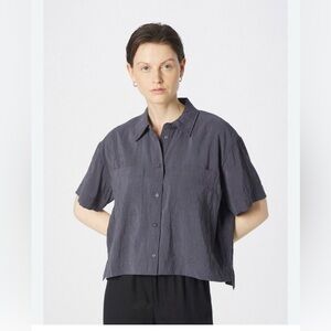 NORR boxy cropped short sleeve shirt top sz S gray largenlook